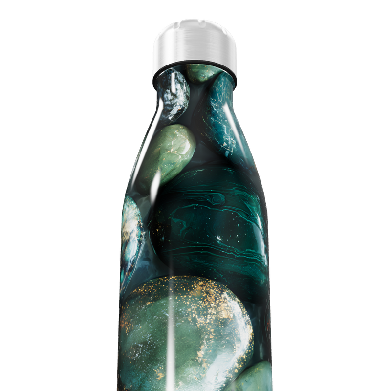 Garrafa Inox - Verde com Estampa de Pedras