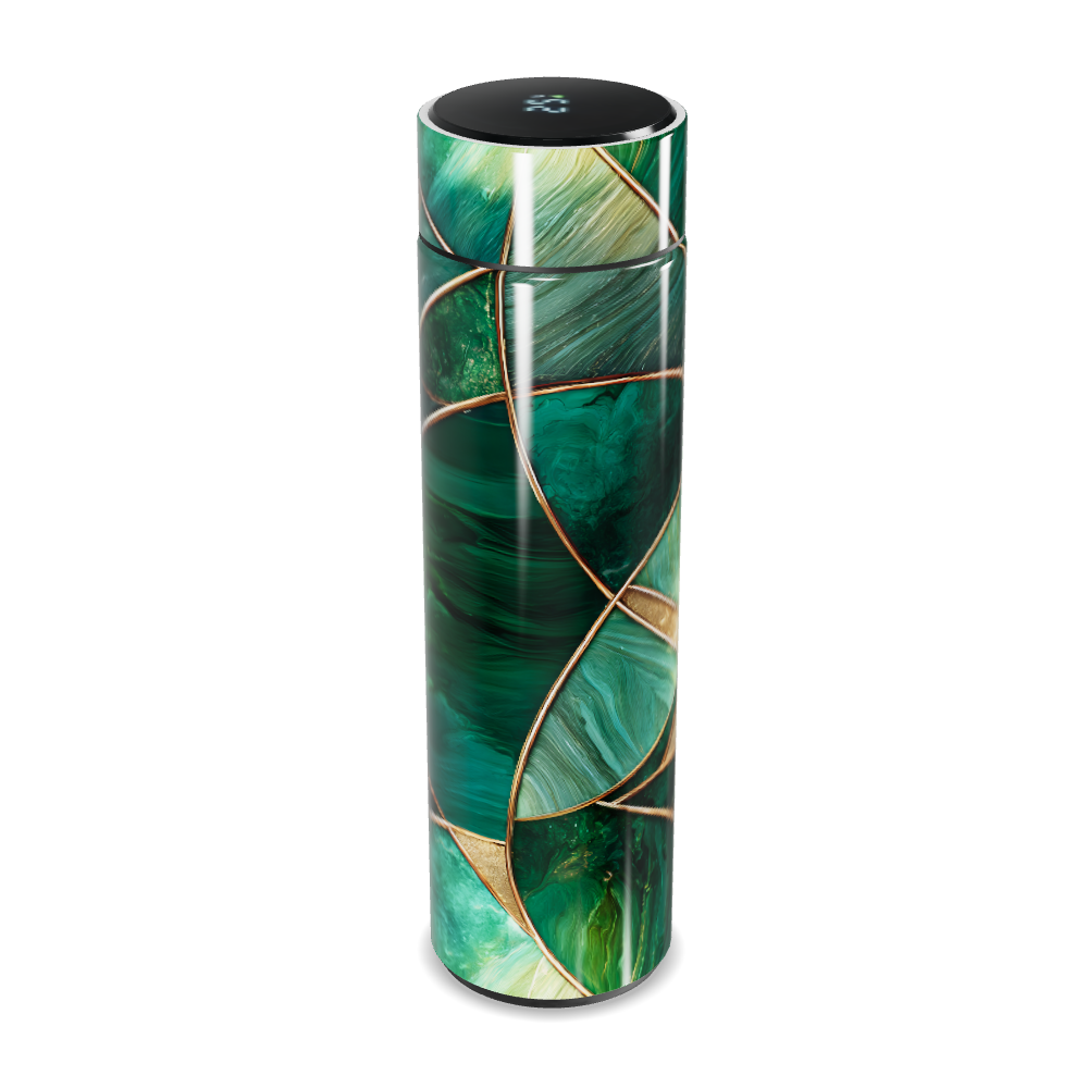 Garrafa Térmica Touch Verde com Design Marmorizado