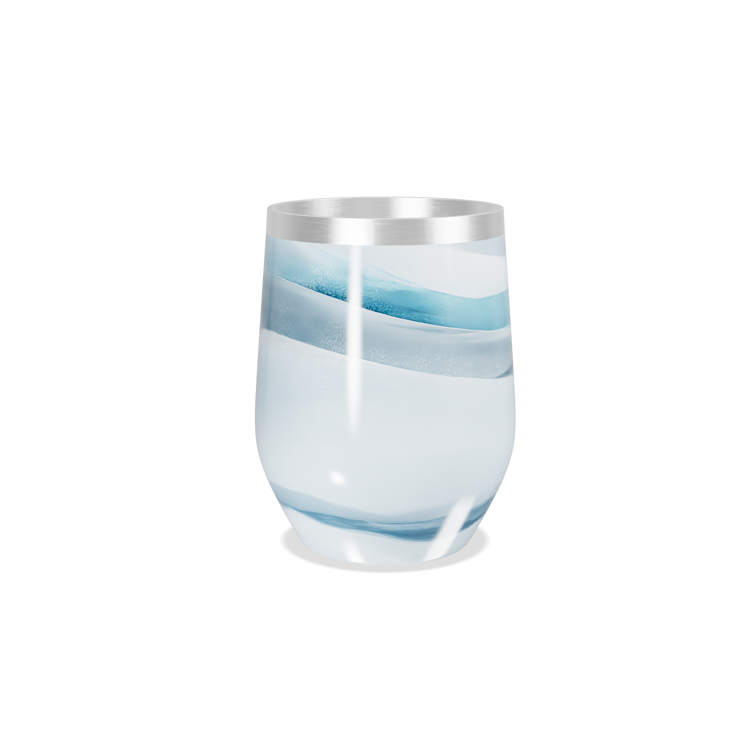 Copo Térmico Slim - Azul com Estampa Ondulada