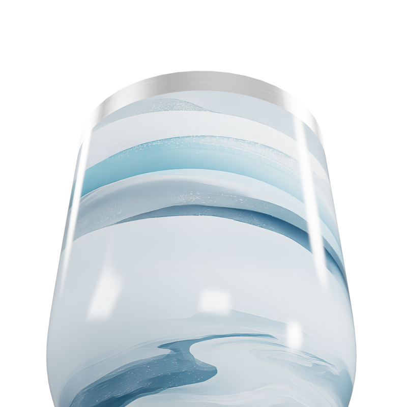 Copo Térmico Slim - Azul com Estampa Ondulada