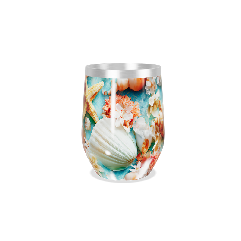 Copo Térmico Slim - Flores e Conchas Oceano