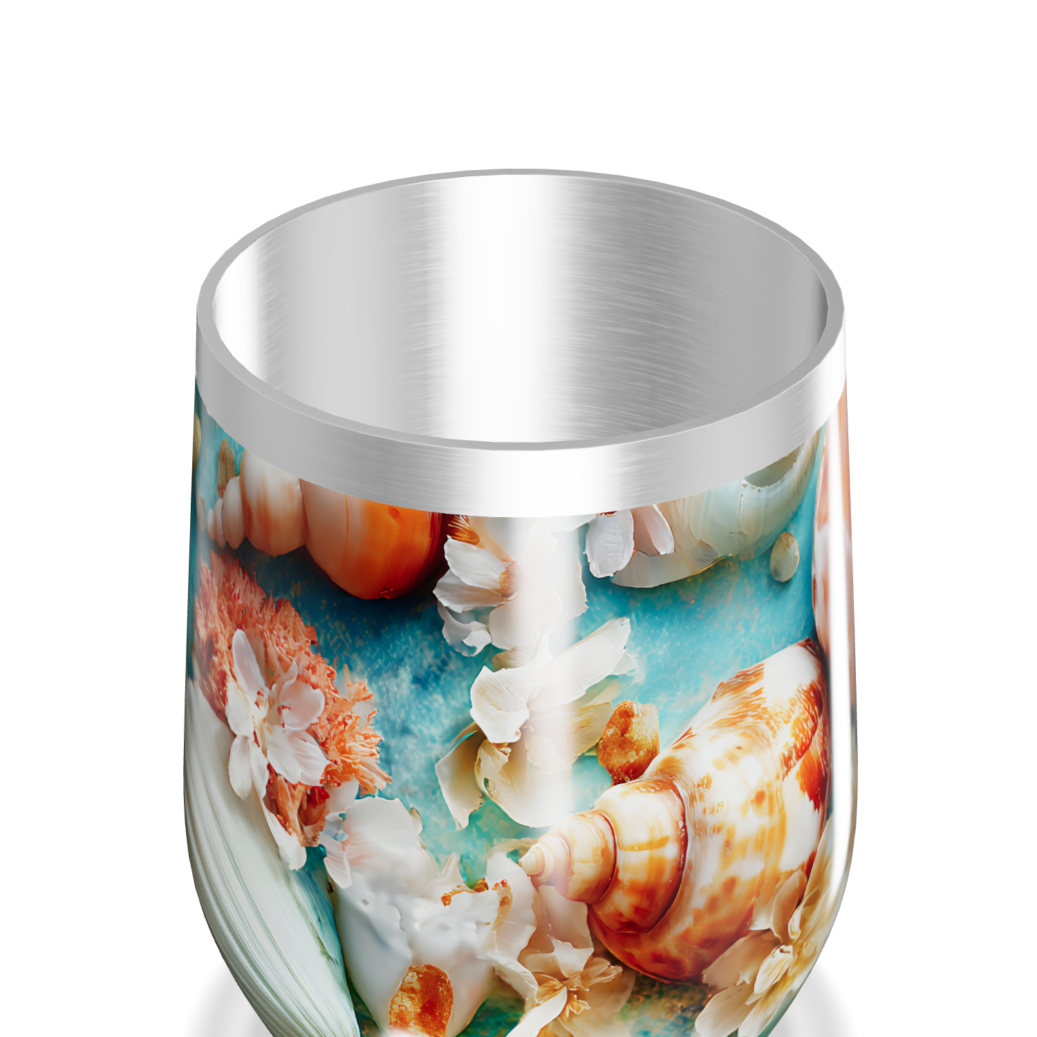 Copo Térmico Slim - Flores e Conchas Oceano