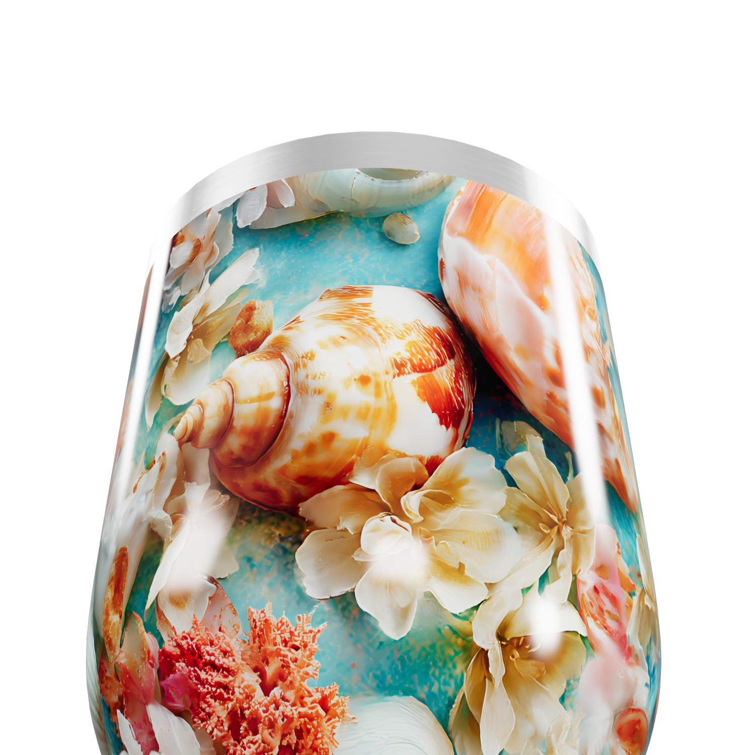 Copo Térmico Slim - Flores e Conchas Oceano