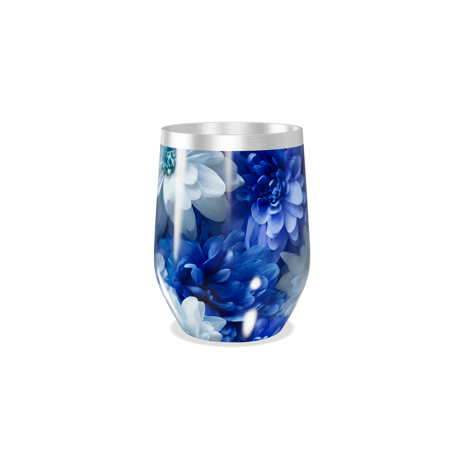 Copo Térmico Slim - Azul Floral Aço Inox