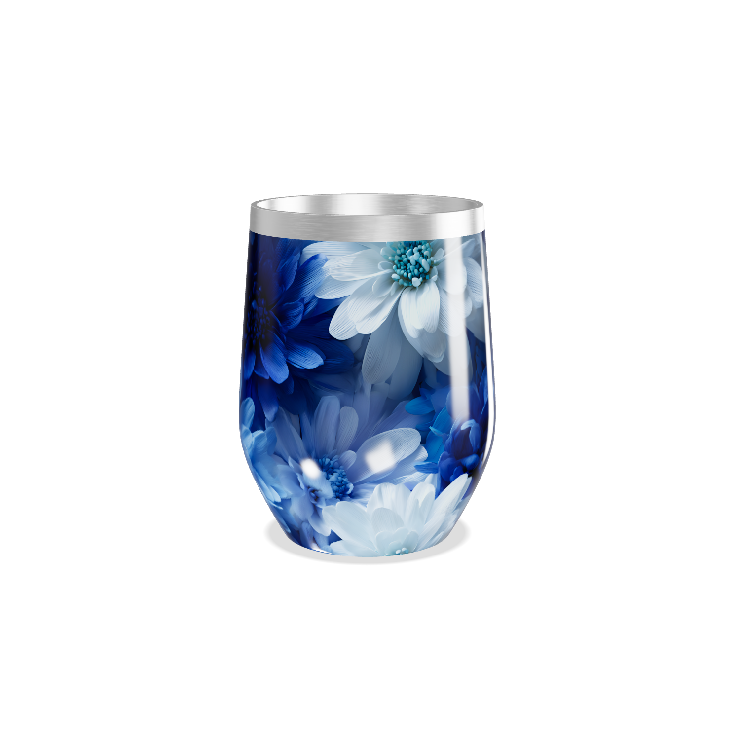 Copo Térmico Slim - Azul Floral Aço Inox