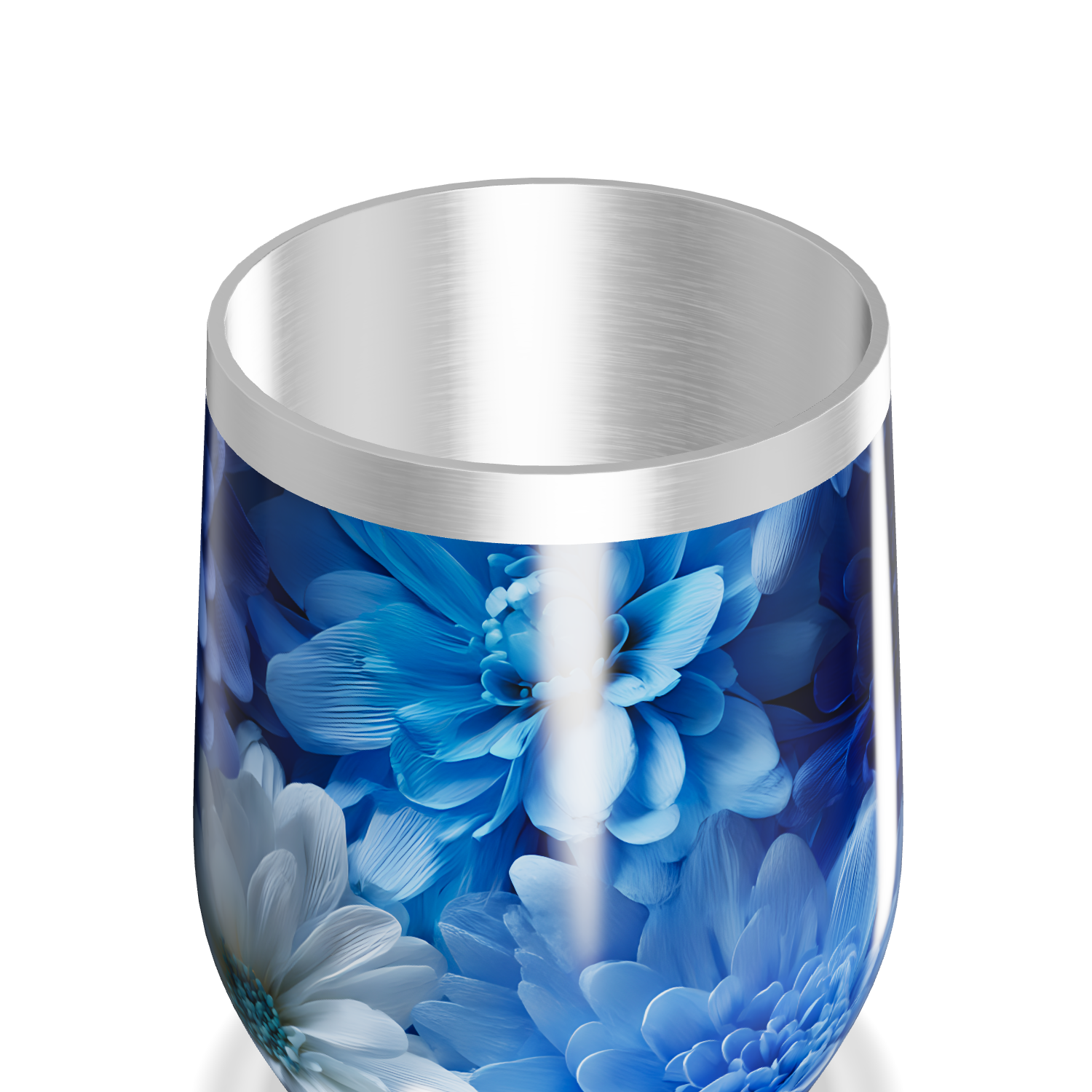 Copo Térmico Slim - Azul Floral Aço Inox
