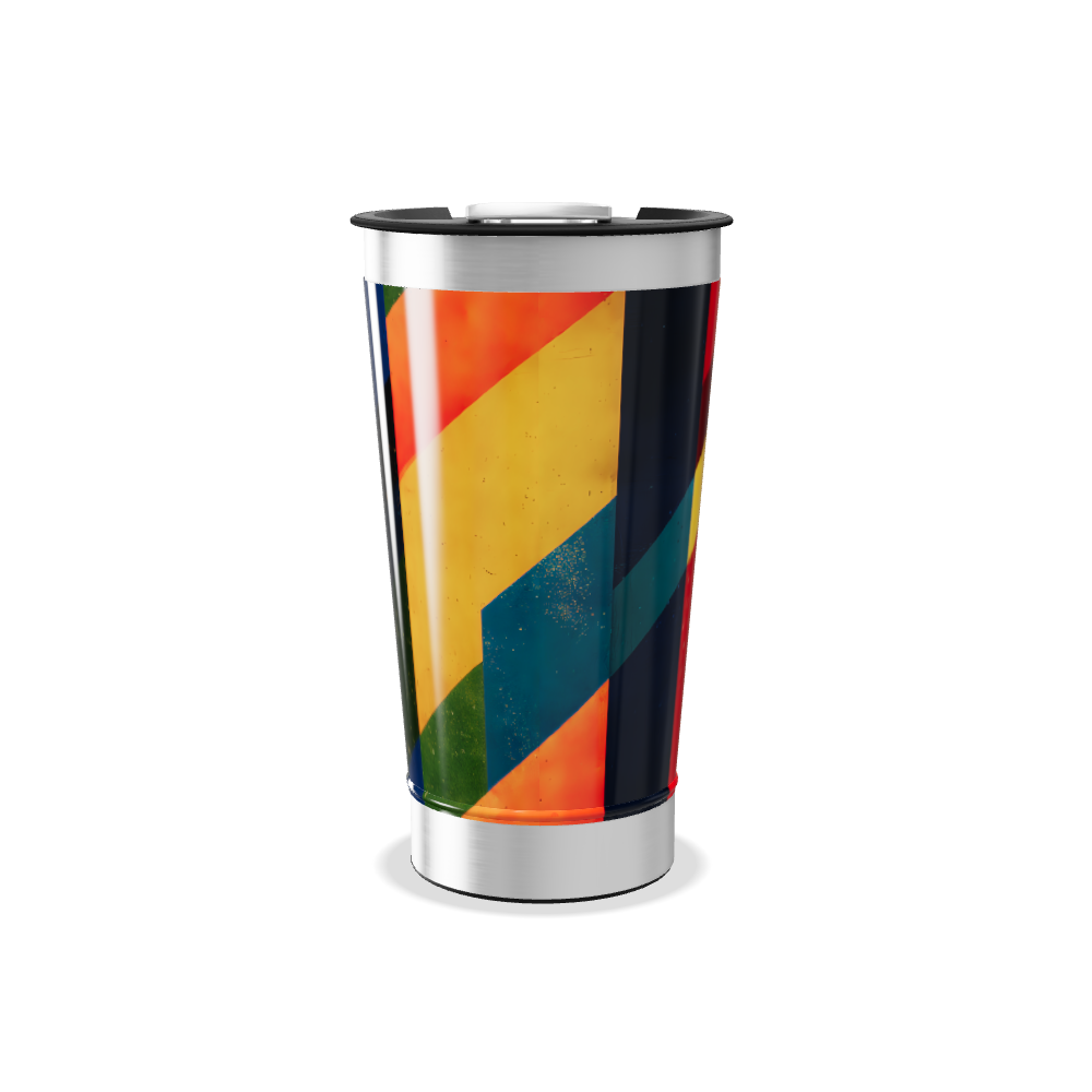 Copo Térmico - Listras Vermelho e Amarelo