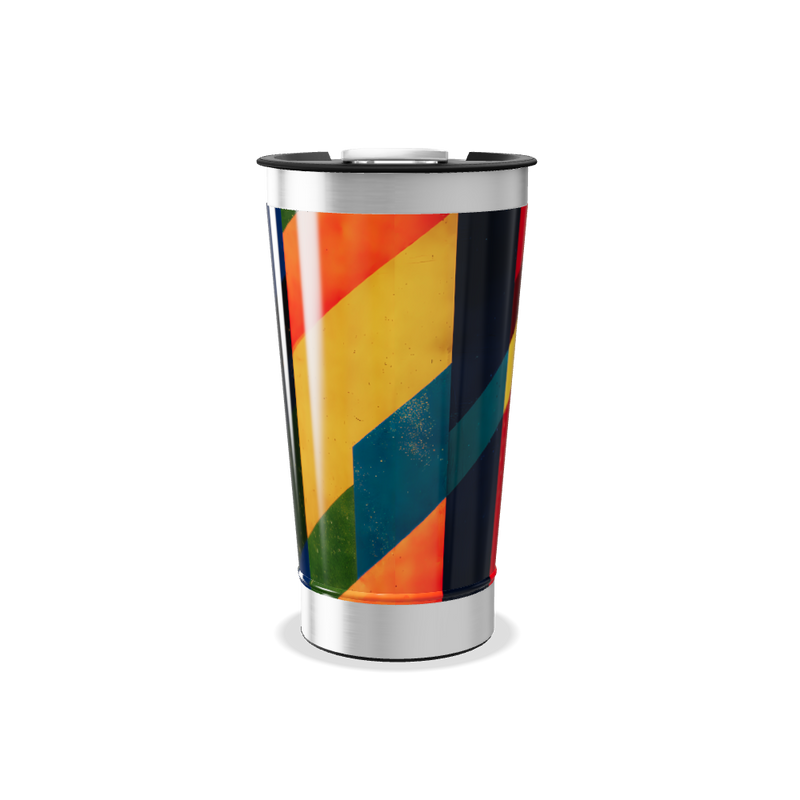 Copo Térmico - Listras Vermelho e Amarelo