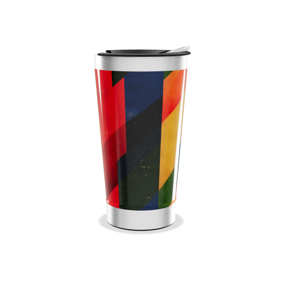 Copo Térmico - Listras Vermelho e Amarelo