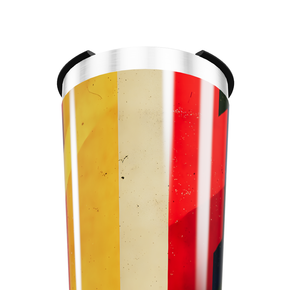 Copo Térmico - Listras Vermelho e Amarelo