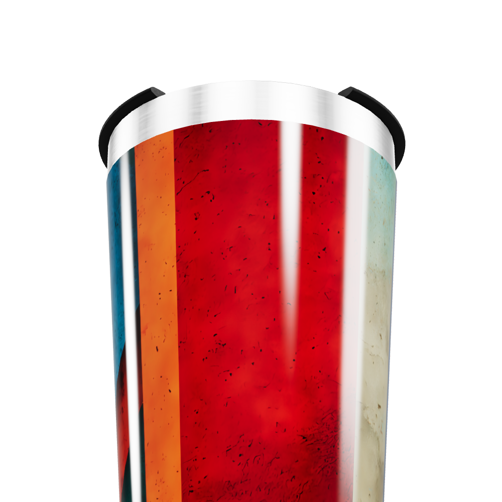 Copo Térmico - Vermelho com Listras Coloridas