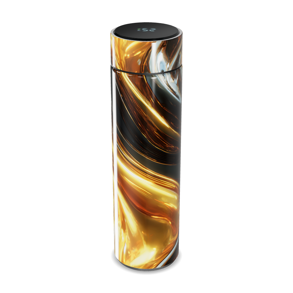 Garrafa Térmica Touch - Preto e Dourado com Display