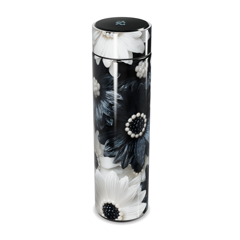 Garrafa Térmica Touch - Floral Preto e Branco