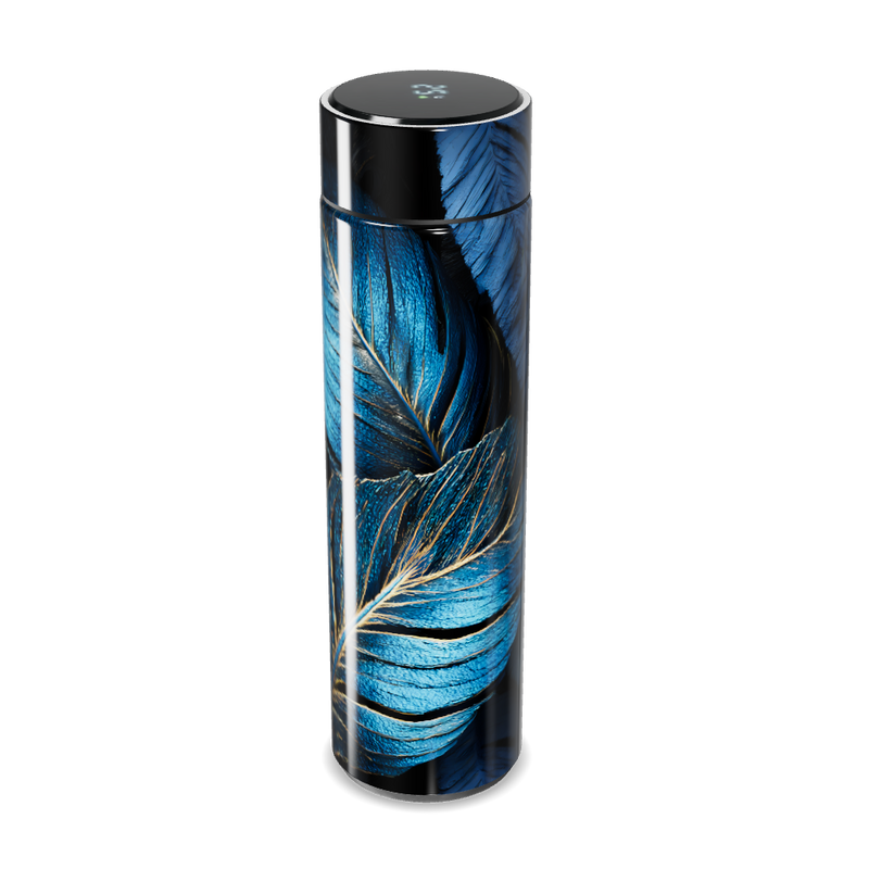 Garrafa Térmica Touch Azul com Estampa de Penas