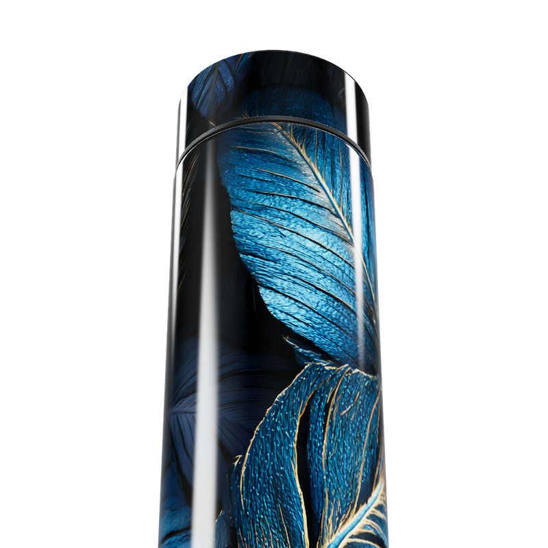 Garrafa Térmica Touch Azul com Estampa de Penas