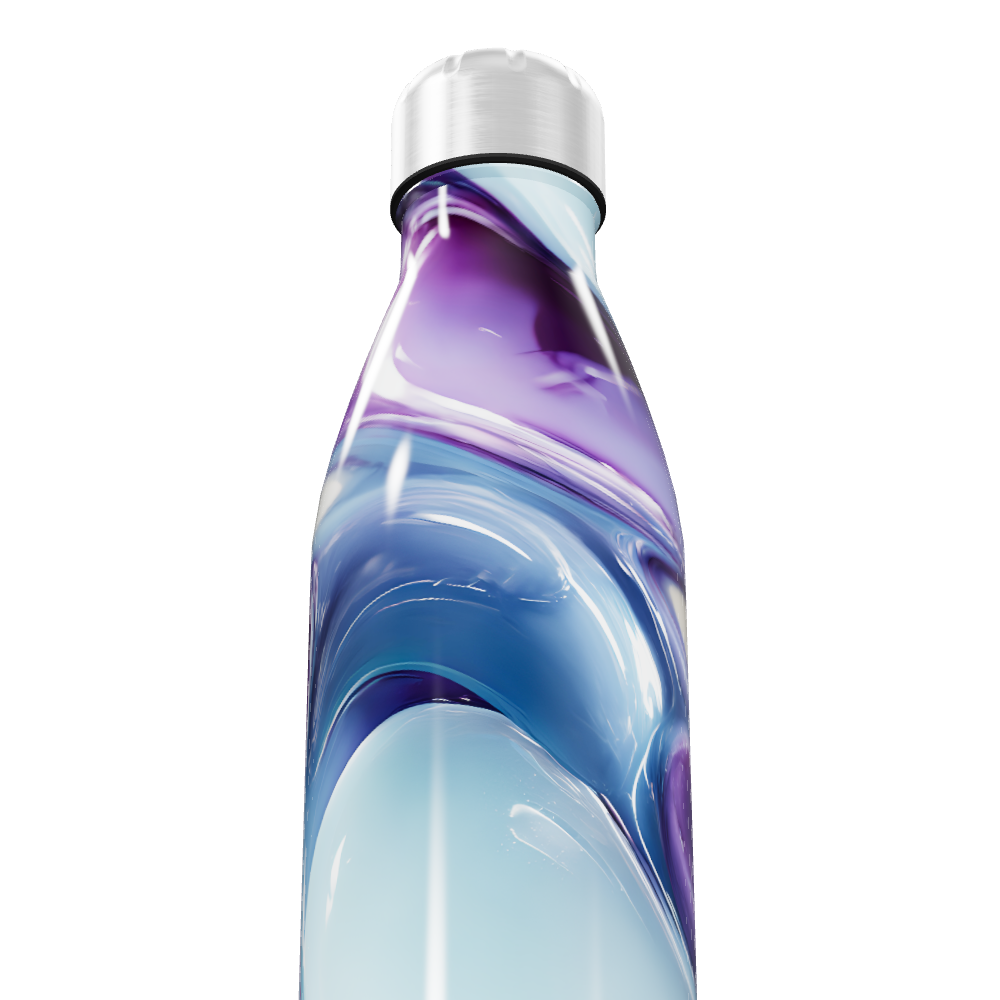 Garrafa Inox - Estampa Marmorizada Azul