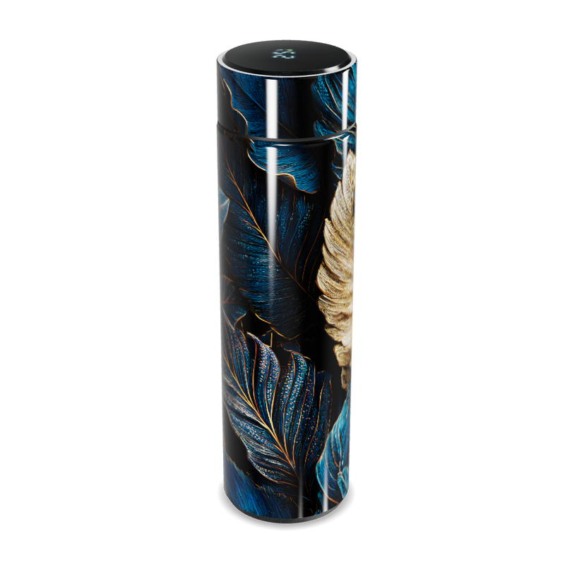 Garrafa Térmica Touch - Folhas Azul Dourado