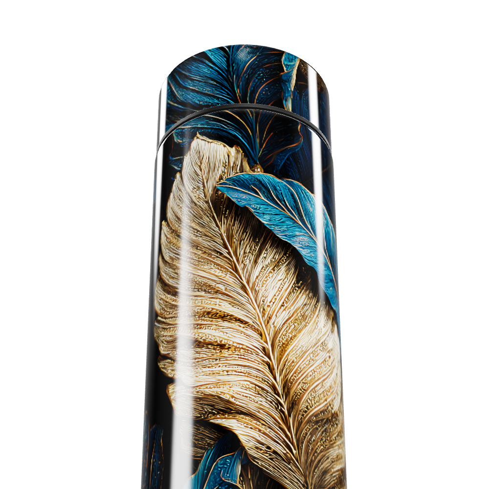 Garrafa Térmica Touch - Folhas Azul Dourado