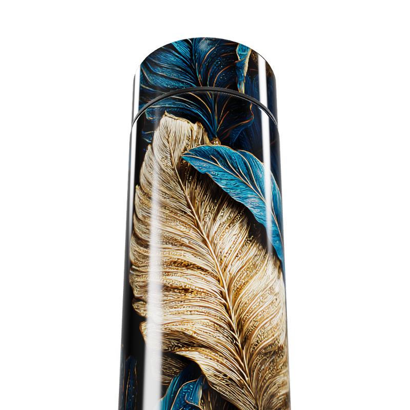 Garrafa Térmica Touch - Folhas Azul Dourado