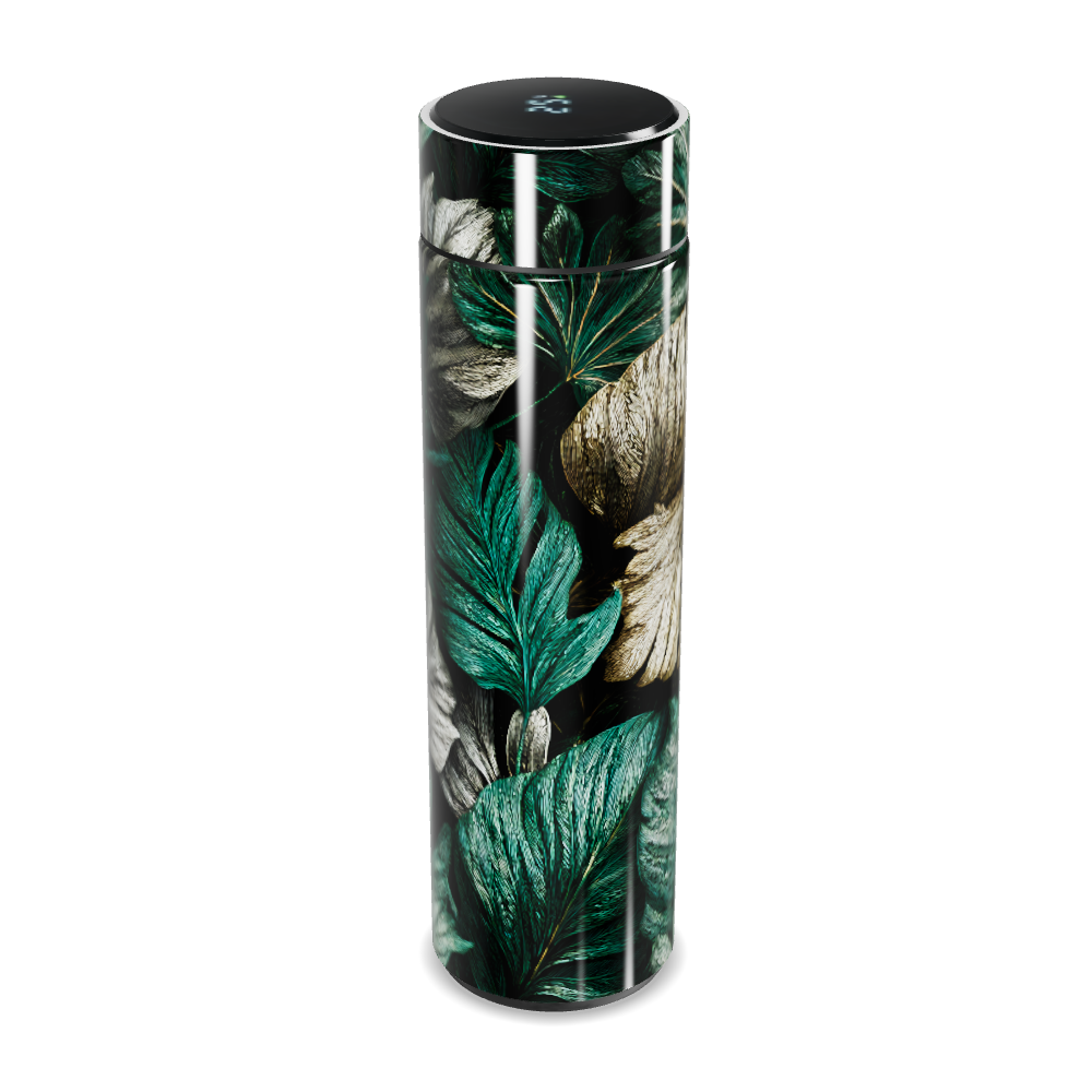 Garrafa Térmica Touch - Folhas Verde e Dourado