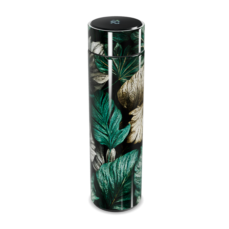 Garrafa Térmica Touch - Folhas Verde e Dourado