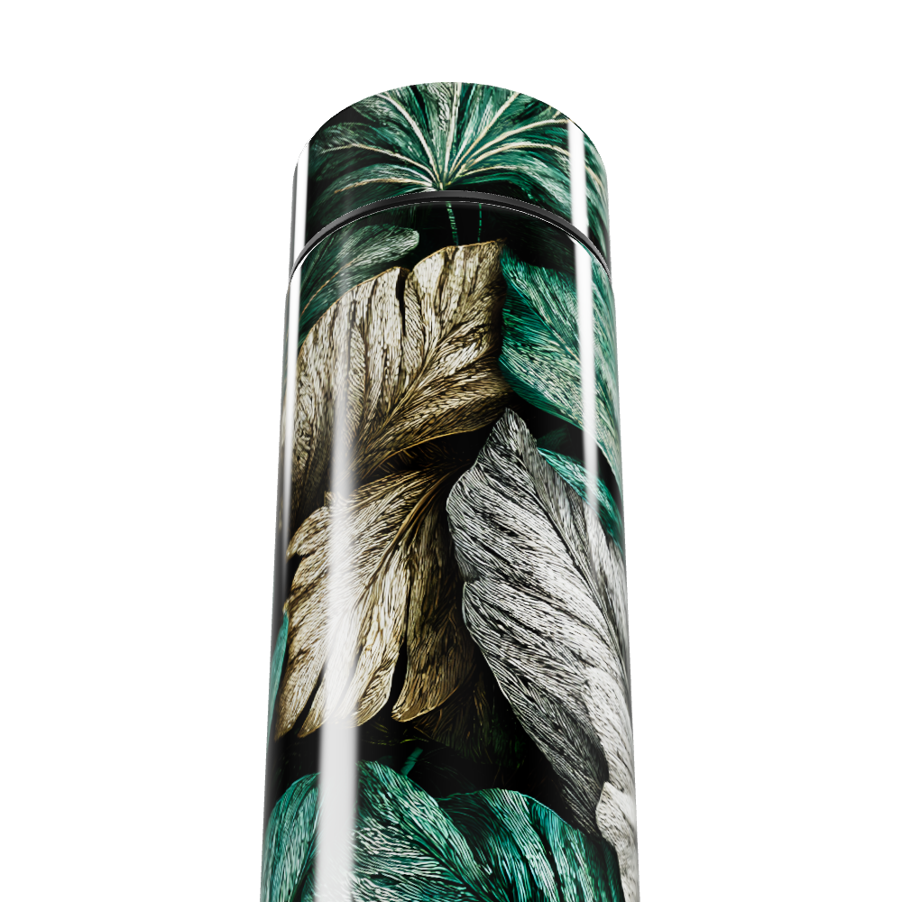 Garrafa Térmica Touch - Folhas Verde e Dourado