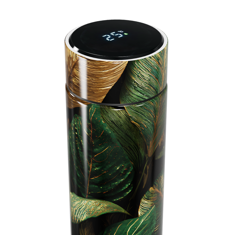 Garrafa Térmica Touch - Folhas Verdes Inox