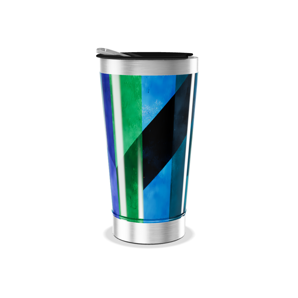 Copo Térmico - Azul Geométrico Aço Inox