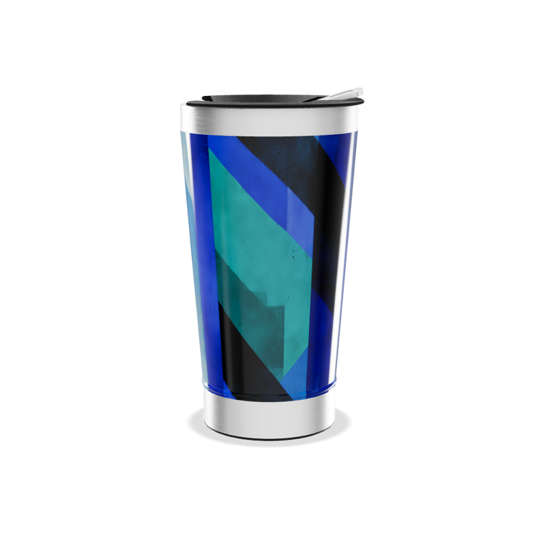 Copo Térmico - Azul Geométrico Aço Inox