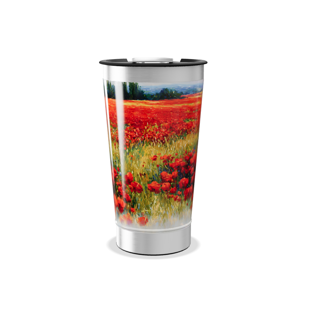 Copo Térmico - Flores Vermelhas Inox