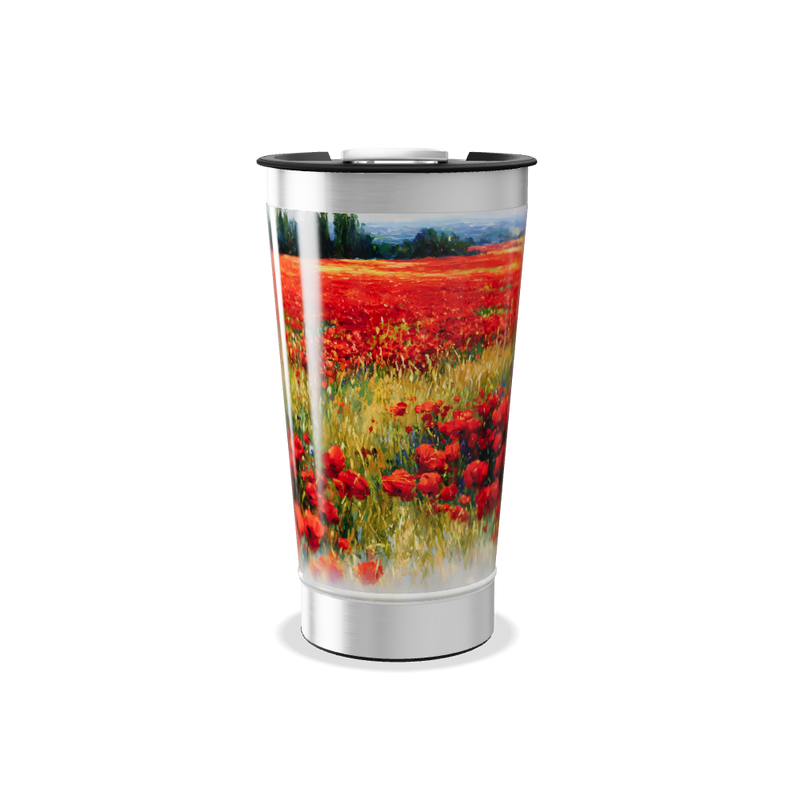 Copo Térmico - Flores Vermelhas Inox