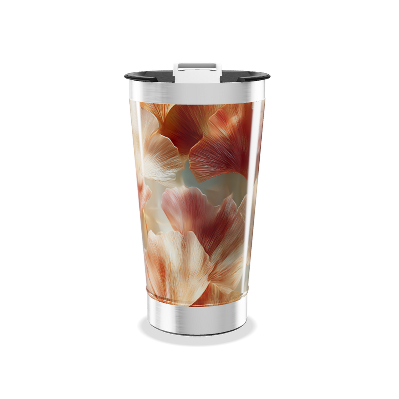 Copo Térmico - Floral com Tampa Branca