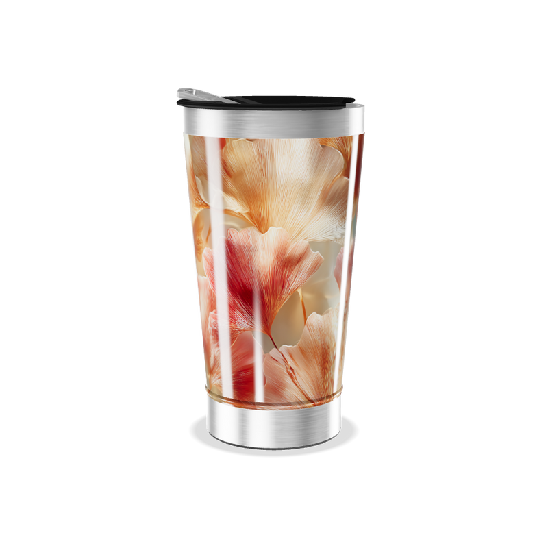 Copo Térmico - Floral com Tampa Branca