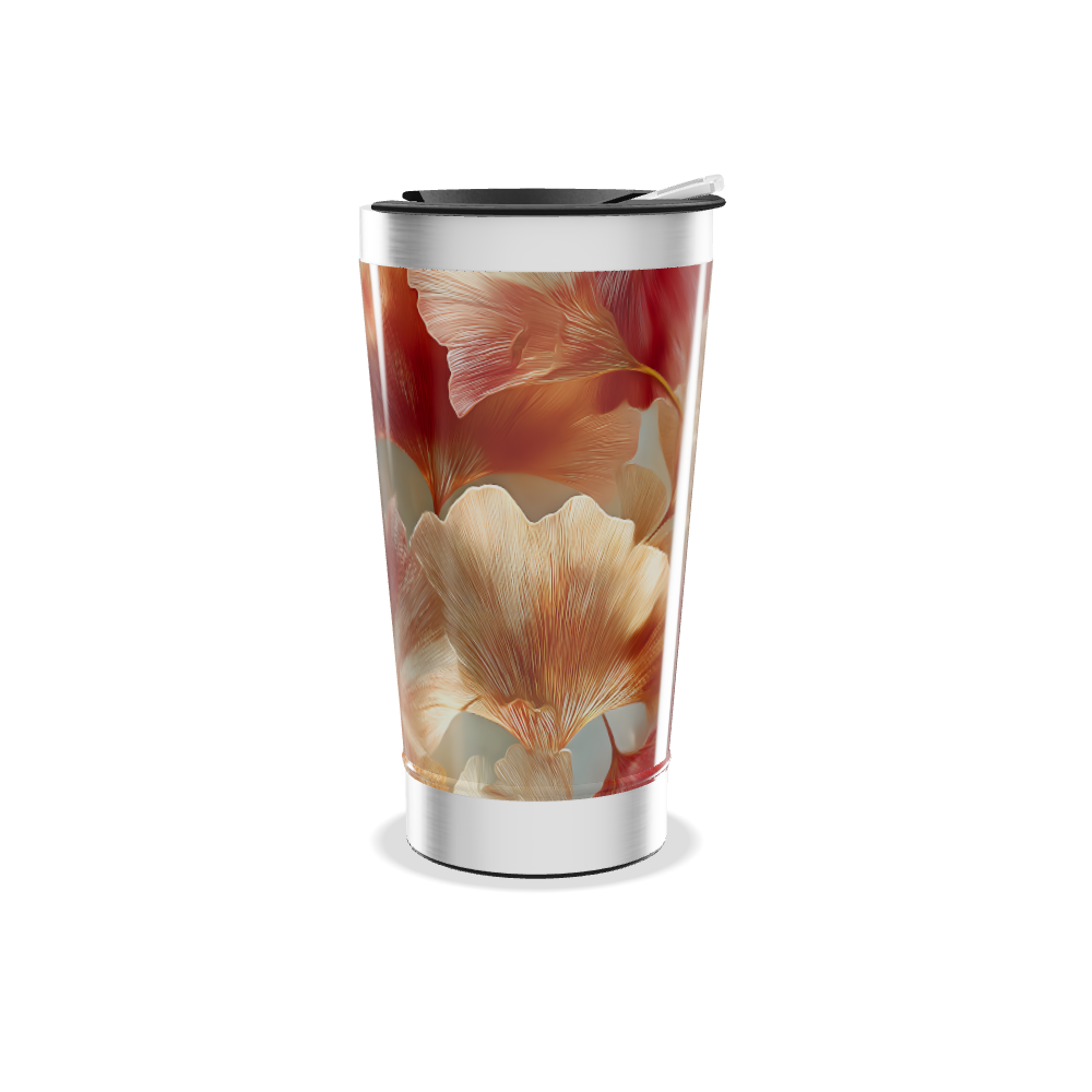 Copo Térmico - Floral com Tampa Branca