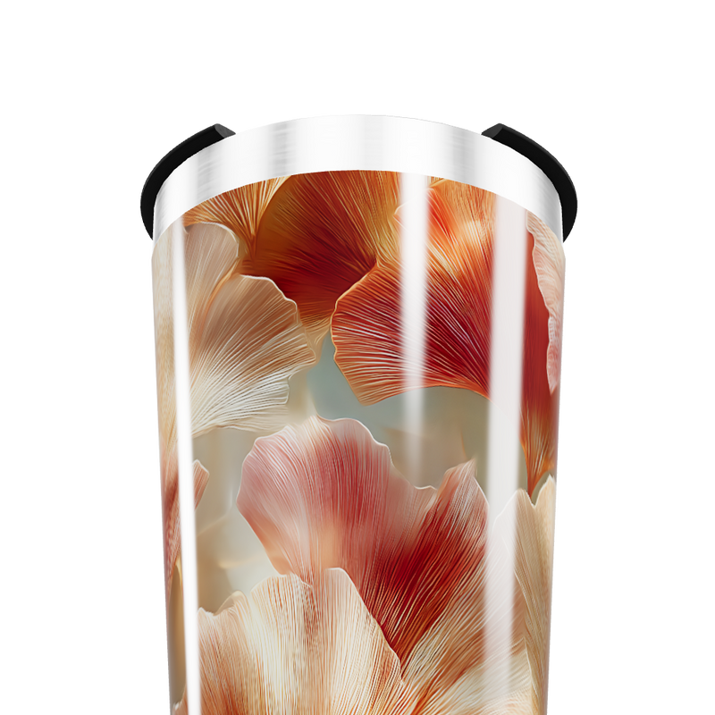 Copo Térmico - Floral com Tampa Branca