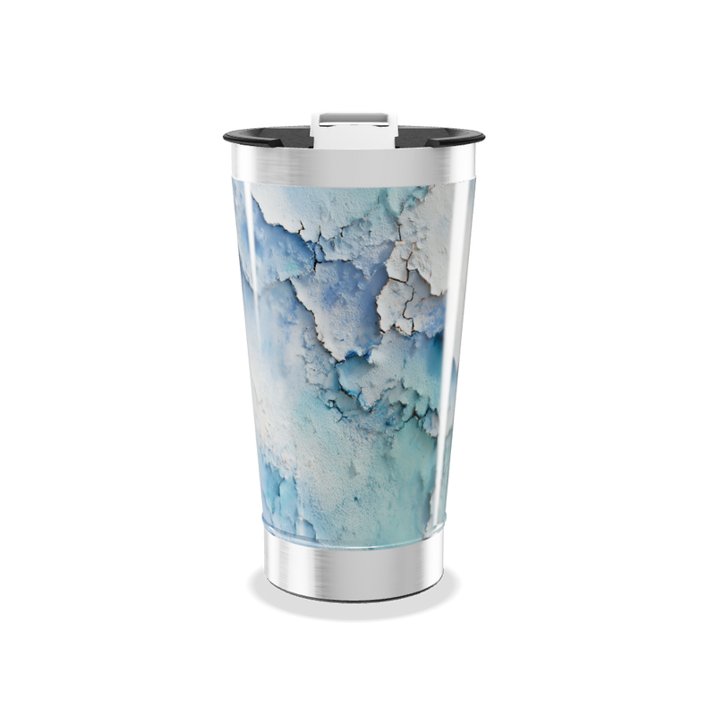 Copo Térmico - Azul com Estampa Abstrata