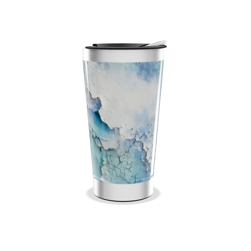 Copo Térmico - Azul com Estampa Abstrata