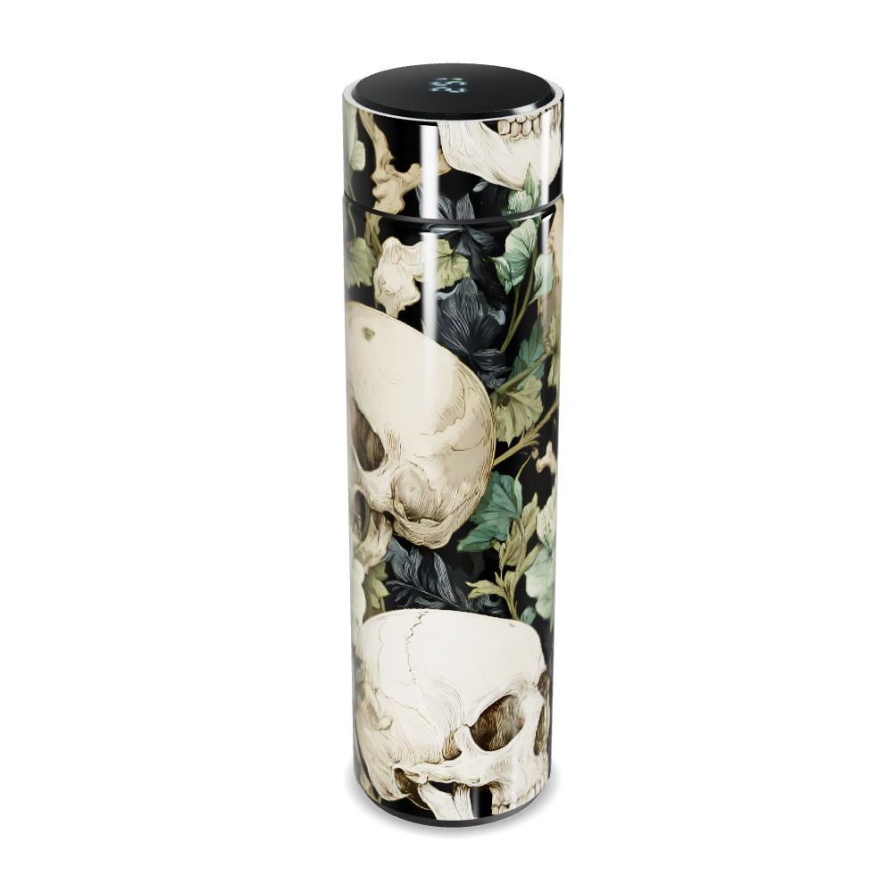 Garrafa Térmica Touch - Caveira Floral Preta
