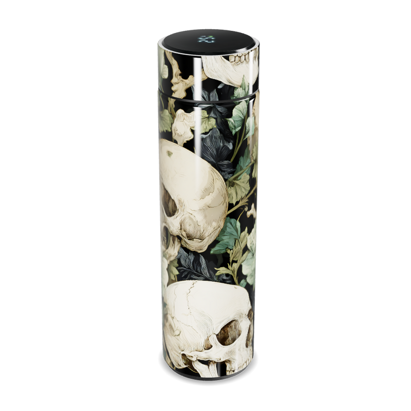 Garrafa Térmica Touch - Caveira Floral Preta