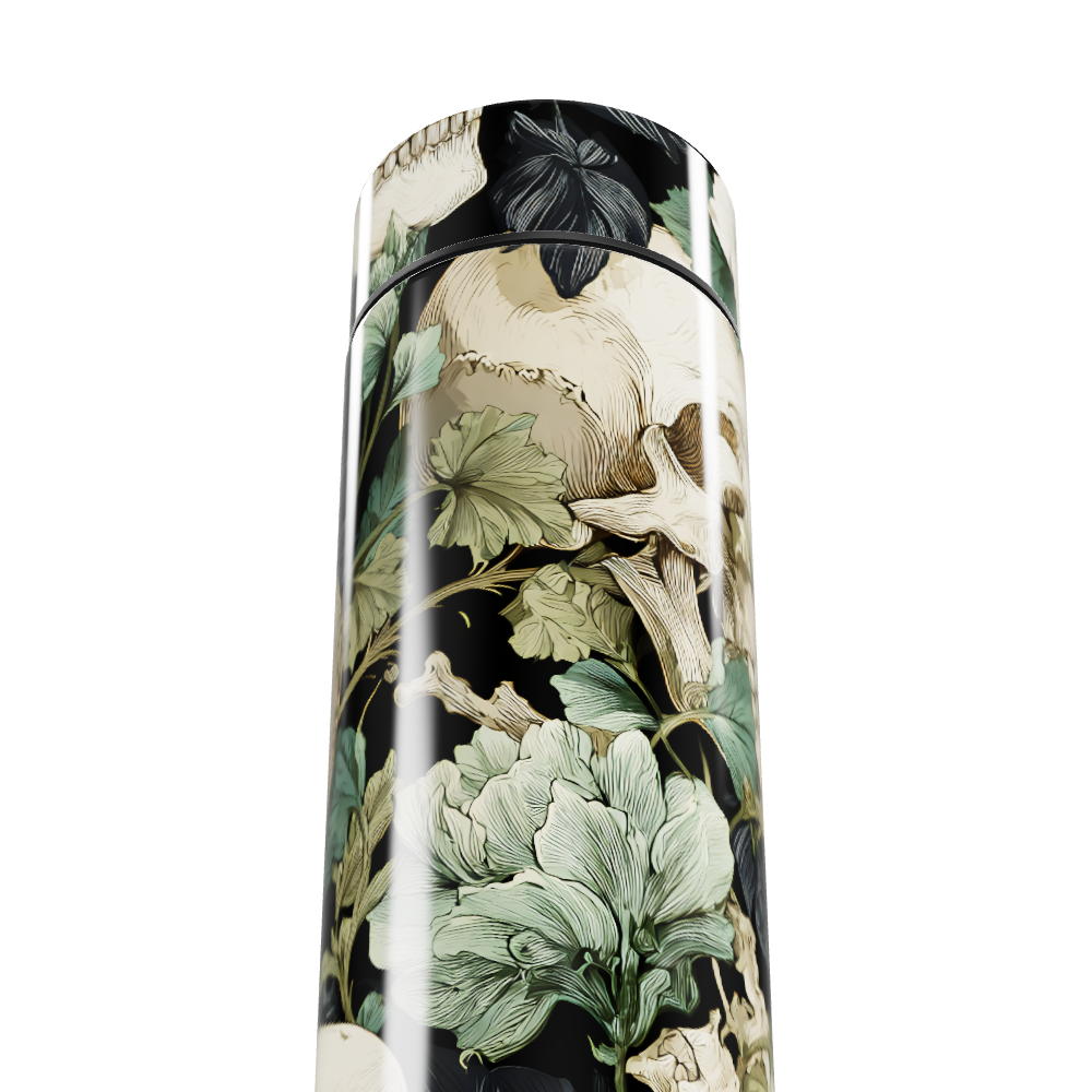 Garrafa Térmica Touch - Caveira Floral Preta