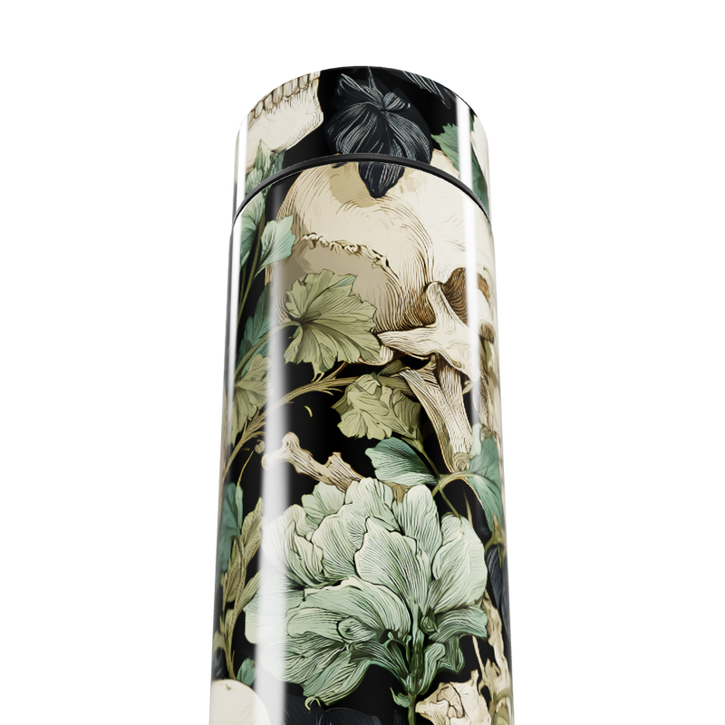 Garrafa Térmica Touch - Caveira Floral Preta