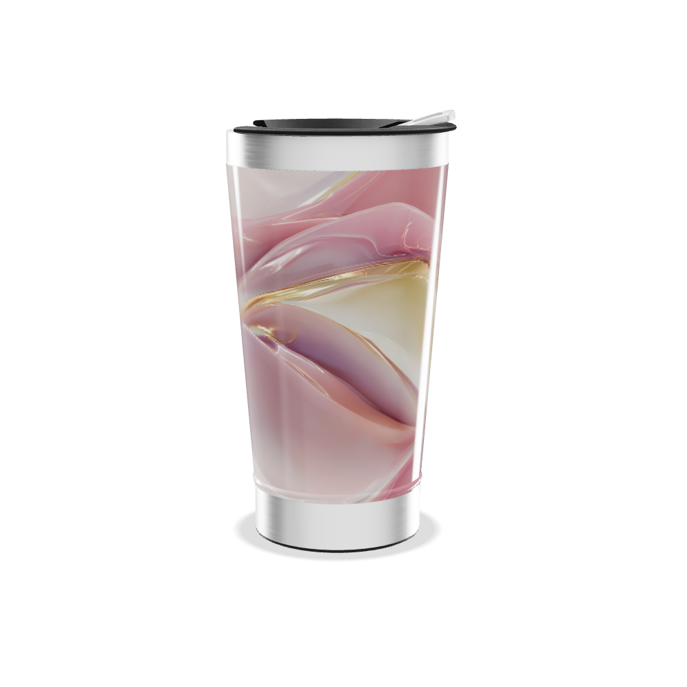 Copo Térmico - Estampa Rosa e Bege