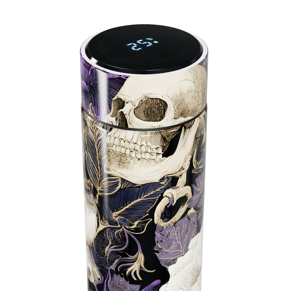 Garrafa Térmica Touch - Floral Preto e Dourado