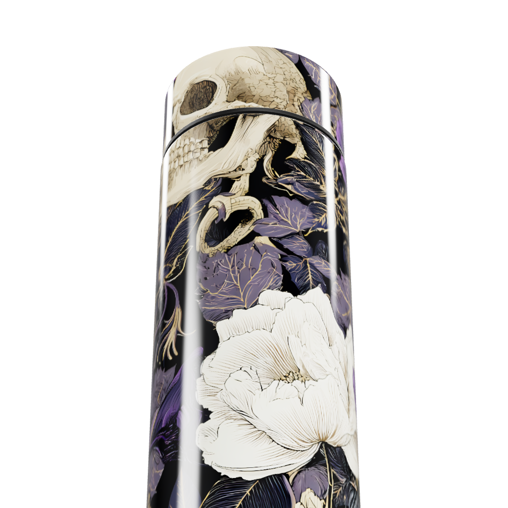 Garrafa Térmica Touch - Floral Preto e Dourado