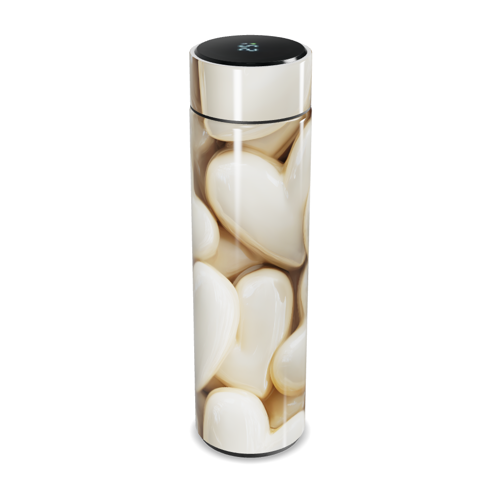 Garrafa Térmica Touch Corações Branca