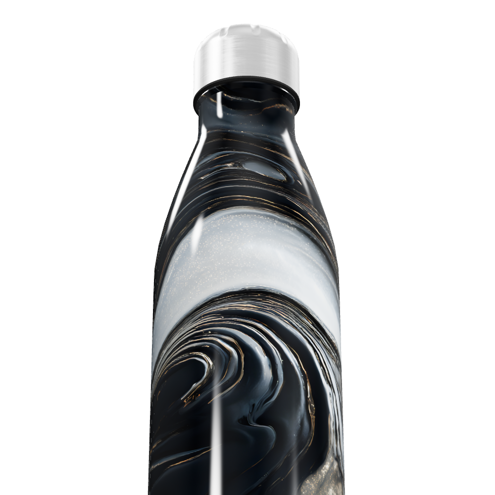 Garrafa Inox - Preta com Estampa Marmorizada