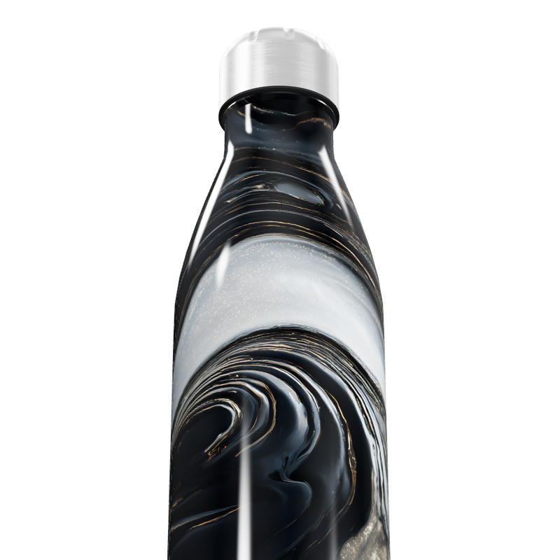 Garrafa Inox - Preta com Estampa Marmorizada
