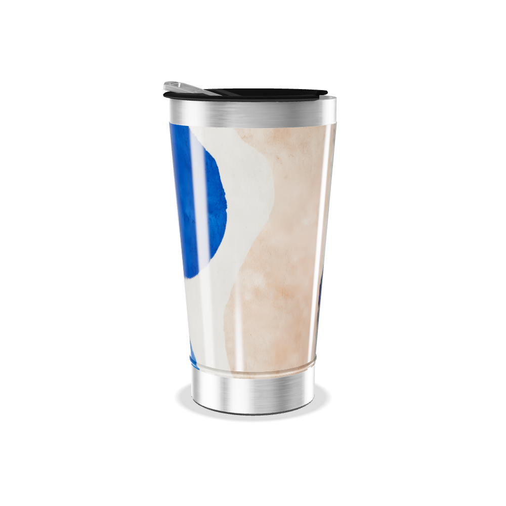 Copo Térmico - Abstrato Azul e Bege Inox