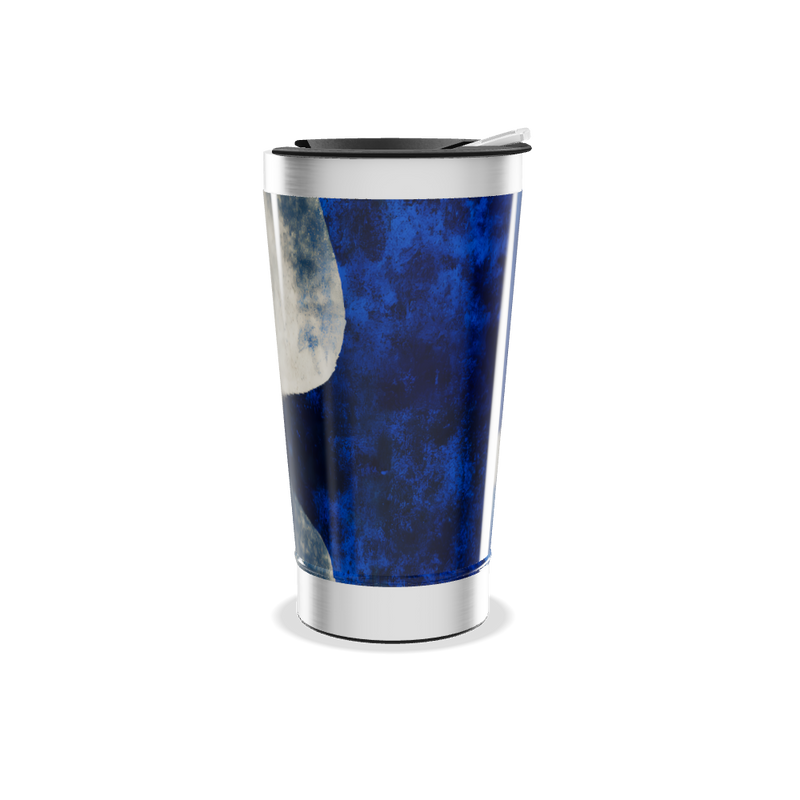 Copo Térmico - Abstrato Azul e Bege Inox