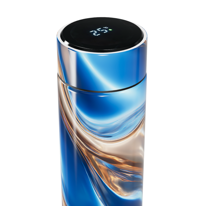 Garrafa Térmica Touch Azul Marmorizada Digital